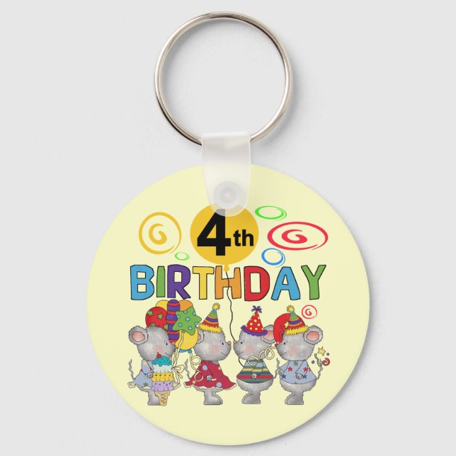 Porte-clés Mice 4th Birthday T-shirts et cadeaux (Recto)