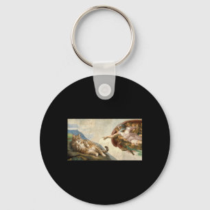 Porte-clés Michelangelo Main de Dieu Parodie Chat et Adam