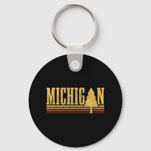 Porte-clés Michigan Arbre Vintage Fierté de l'État Camping Ra
