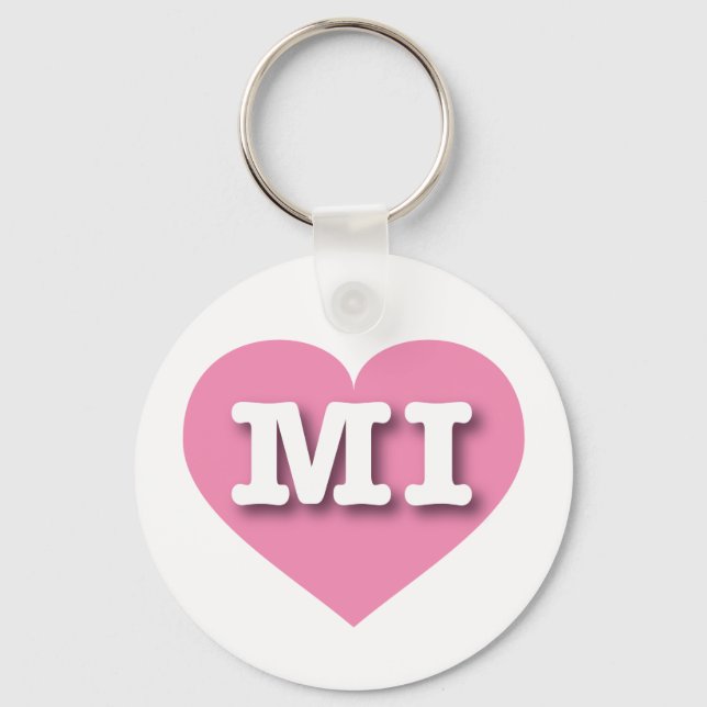 Porte-clés Michigan Pink Heart - J'aime MI (Recto)
