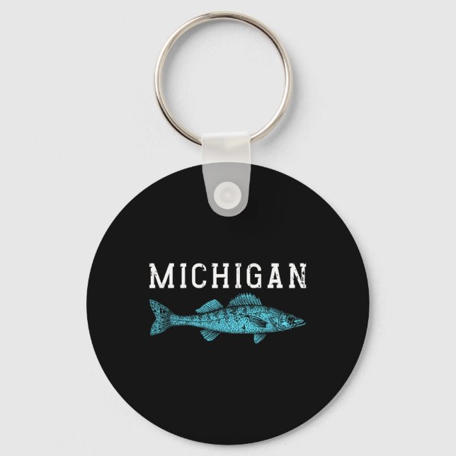Porte-clés Michigan Walleye Pêcheur Pêcheur Angler Midwest (Recto)