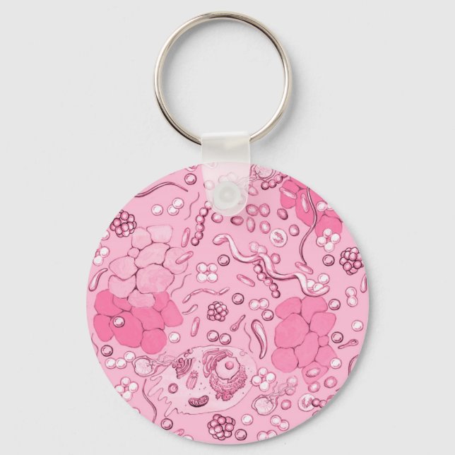 Porte-clés Microbiologie En Rose (Recto)