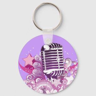 Porte-clés microphone vintage vecteur diva chantant