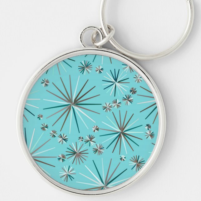 Porte-clés Mid Century Sputnik pattern, Robin's Egg Blue (Devant)