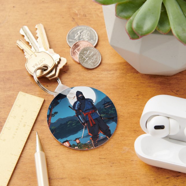 Porte-clés Midnight Shinobi : Silhouette de Ninja sous la lum (Bureau)