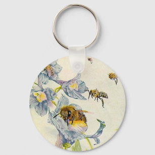 Porte-clés Miel abeilles et fleur de gloire du matin Personna