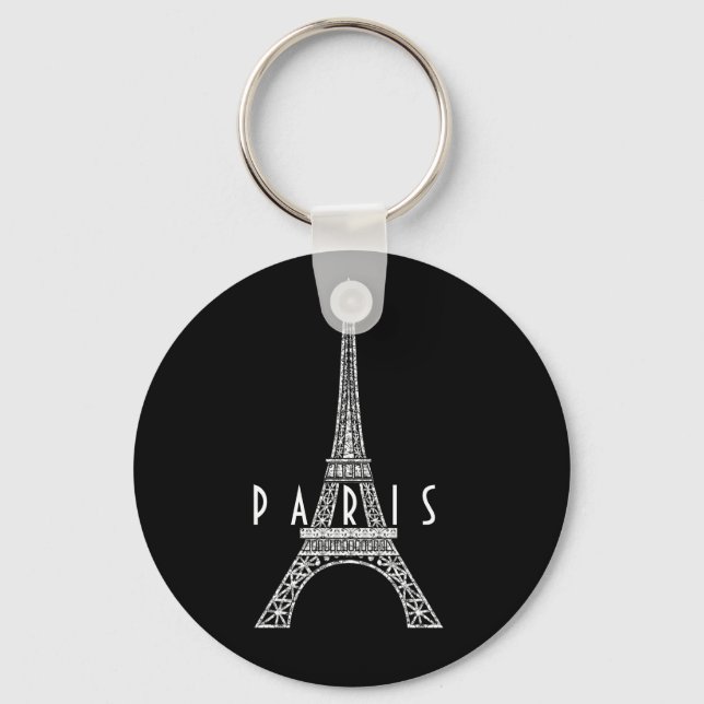 Porte-clés Mignon blanc France Paris tour Eiffel (Recto)