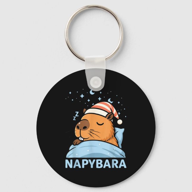 Porte-clés Mignon Capybara Endormi Drôle Napybara Pyjama  (Recto)