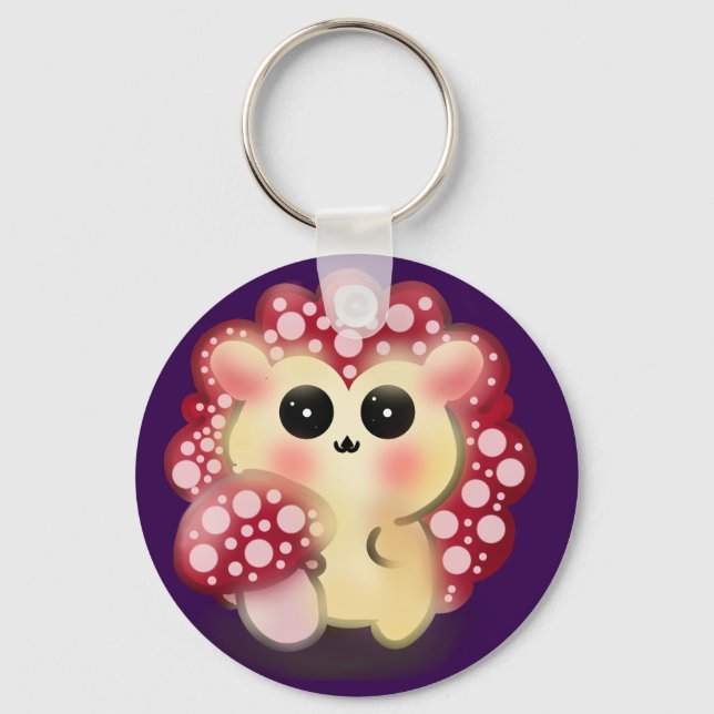 Porte-clés Mignon Champignon Rouge Kawaii Hérisson Toadstool  (Recto)