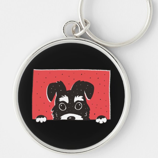 Porte-clés Mignon chiot Schnauzer miniature noir (Devant)