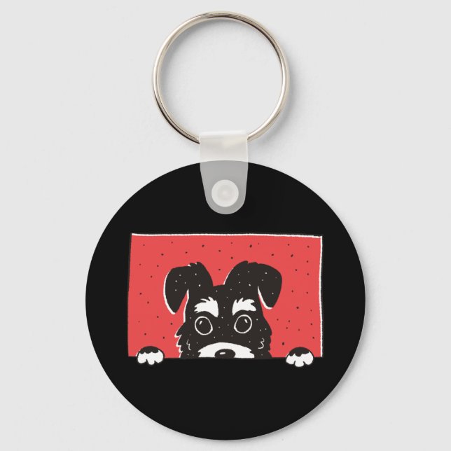 Porte-clés Mignon chiot Schnauzer miniature noir (Recto)