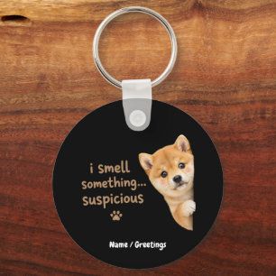 Porte-clés Mignon chiot Shiba Inu Citation drôle d'odeur Chie