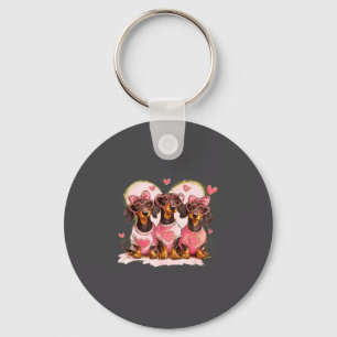 Porte-clés Mignon dachshund Saint-Valentin Cœur Amoureux des
