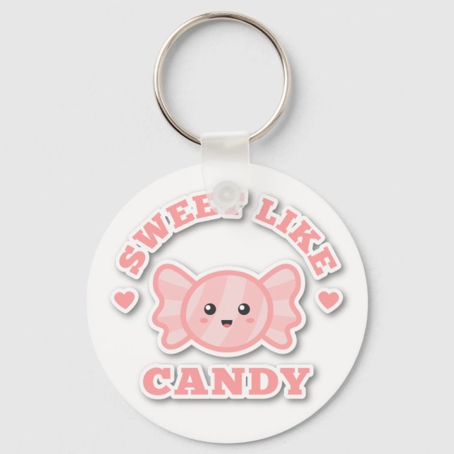 Porte-clés Mignon Doux Comme Un Bonbon Rose (Recto)