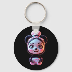 Porte-clés Mignon fille panda rose drôle unisexe pour hommes