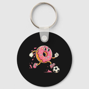 Porte-clés Mignon gâteau glacé rose jouant au football dessin