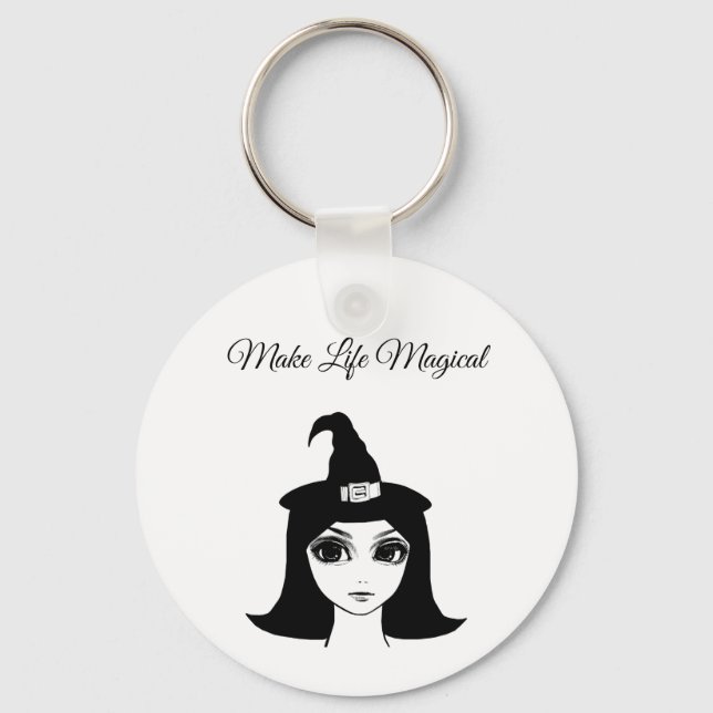 Porte-clés mignon gros oeil sorcière fille imaginaire conte d (Recto)