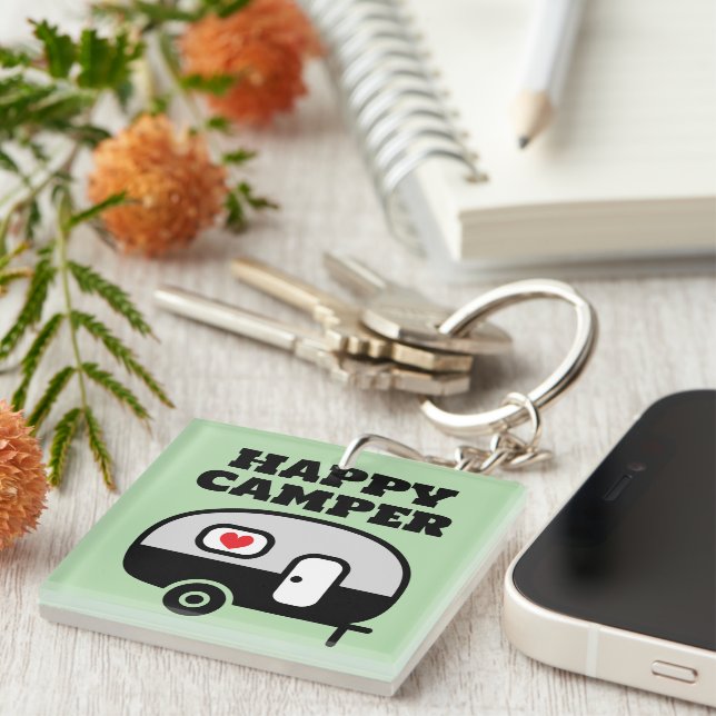 Porte-clés mignon Happy Camper pour maison mobile  (Devant Droit)