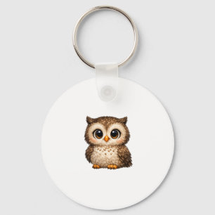 Porte-clés Mignon Hibou Fluffy Gros Yeux Dessin Animé Art Num