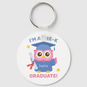 Porte-clés Mignon Hibou Rose, je suis un diplômé de pré-mater