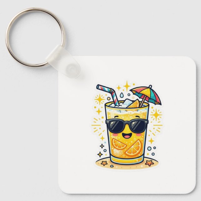 Porte-clés Mignon Kawaii Boisson Tropicale D'été Autocollant (Recto)