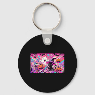 Porte-clés Mignon Kawaii Fantôme d'Halloween et Art de Chat N