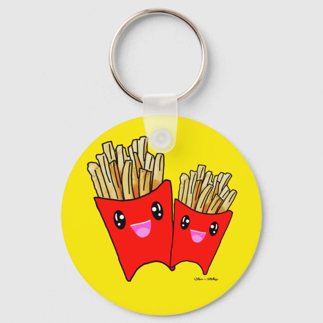 Porte-clés mignon kawaii frites foodie (Recto)