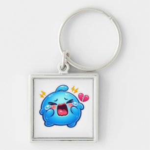 Porte-clés Mignon Kawaii Triste Slime Bleu qui pleure avec un