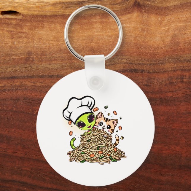 Porte-clés Mignon Kitten Chef Alien  (Recto)