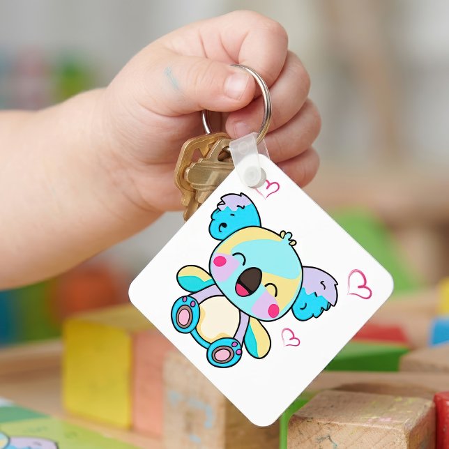 Porte-clés Mignon koala bébé Kawaii souriant avec des cœurs d (Cute smiling Kawaii Baby Koala with Love Hearts. Keychain)