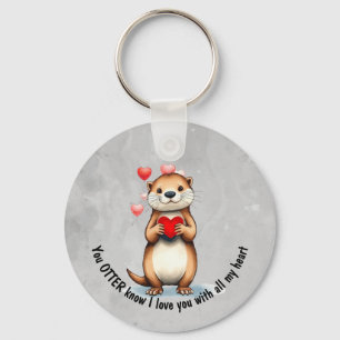 Porte-clés Mignon loutre je t'aime de tout mon cœur