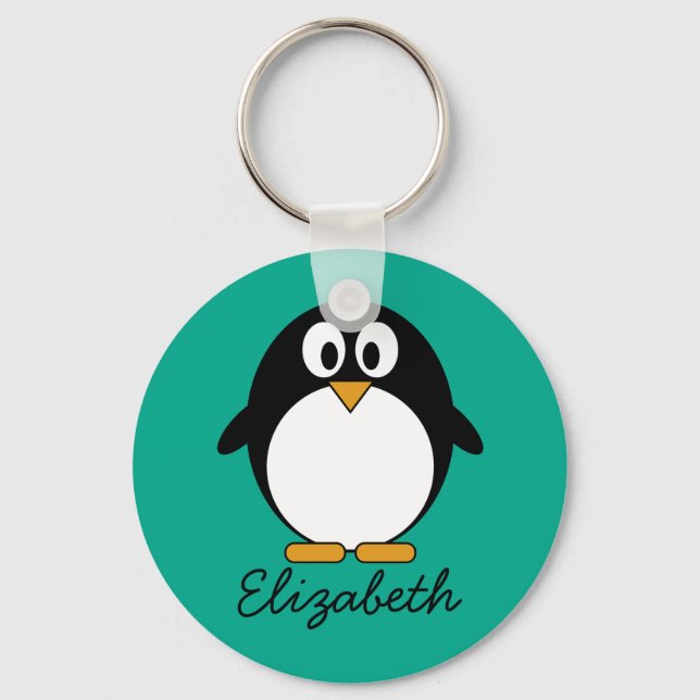 Porte-clés mignon manchot émeraude de pingouin et noir (Recto)