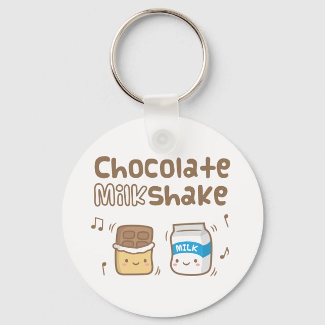 Porte-clés Mignon Milkshake Au Chocolat Doodle Pour Elle (Recto)