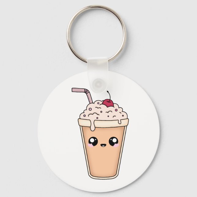Porte-clés Mignon Milkshake Kawaii – Design Autoco (Recto)