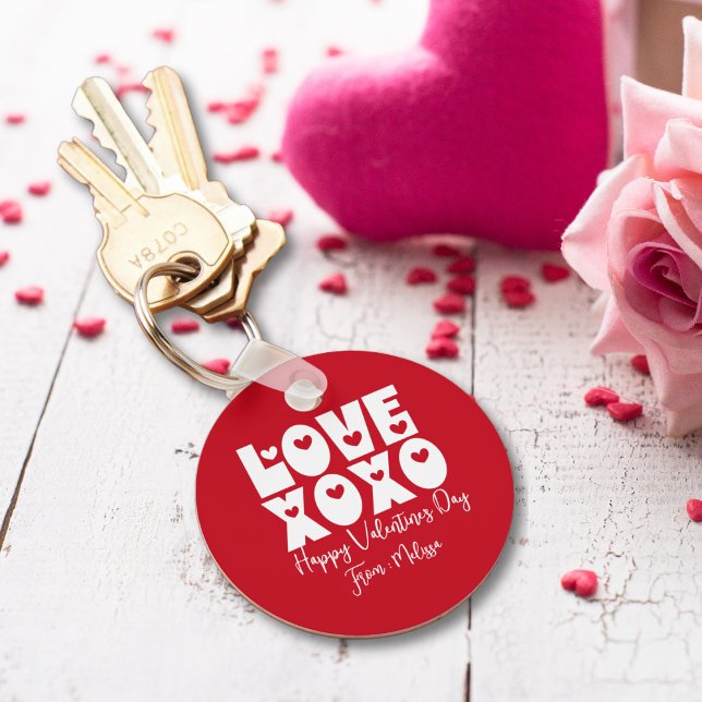 Porte-clés Mignon Moderne Gras Rouge Saint Valentin Amour XOX (Créateur téléchargé)