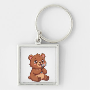 Porte-clés Mignon ours en peluche Kawaii avec bébé bulles T-S