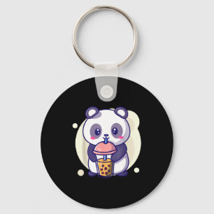 Porte-clés Mignon panda kawaii boit du thé aux bulles boba ka