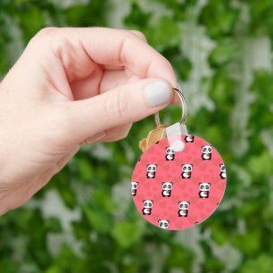 Porte-clés Mignon Panda Tenant un Motif de Coeur Kawaii Sain