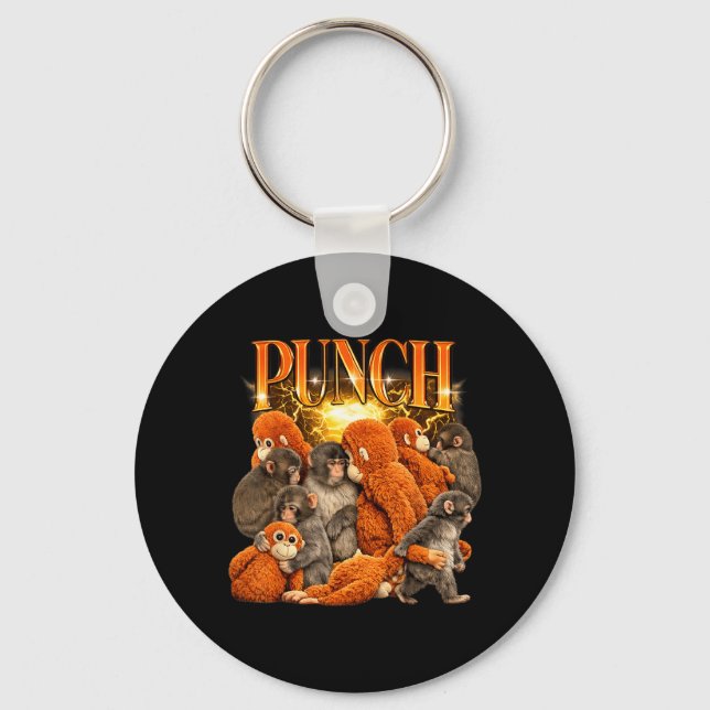 Porte-clés Mignon Punch Le Singe Câlin Peluche (Recto)