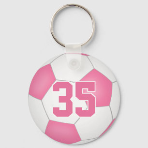 Porte-clés mignon rose blanc personnalisé porte - clé de foot