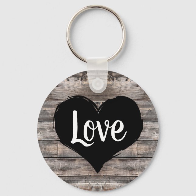 Porte-clés mignon rustique chic LOVE HEART | PORTE - CLÉ (Recto)
