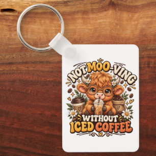 Porte-clés mignon vache highland amateur de café g