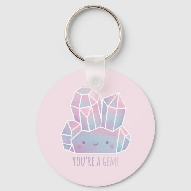 Porte-clés Mignon Vous Êtes Un Bijou Rose Pastel (Recto)