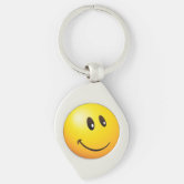 Porte-clés Emoji du visage souriant blanc