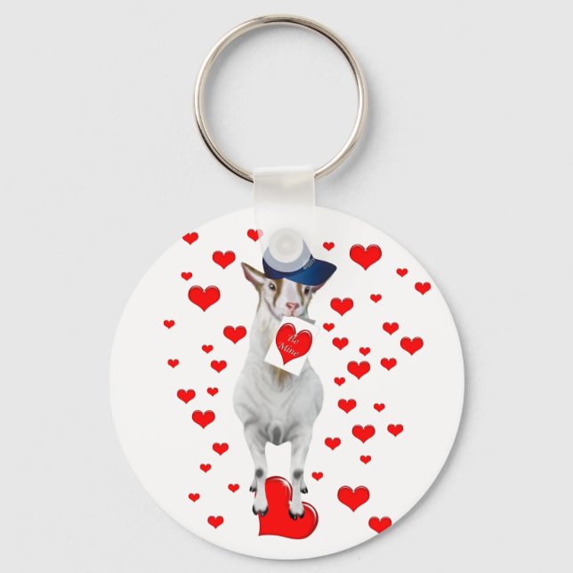 Porte-clés Mignonne Animal Amour Être Mine Valentine Chèvre C (Recto)