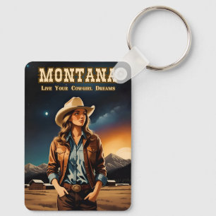 Porte-clés Mignonne Artsy Night Sky Montana Cowgirl