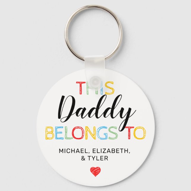 Porte-clés Mignonne Ce Papa Appartient À (Recto)