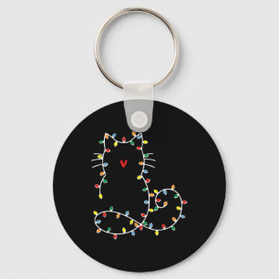 Porte-clés Mignonne Chat Feux de Noël Joyeux Cadeau Catmas Po