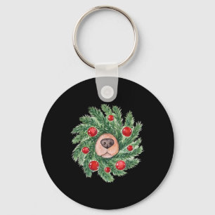 Porte-clés Mignonne Chien Nez Noël Wreath Golden Retriever Do