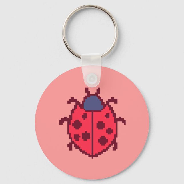Porte-clés Mignonne coccinelle pixelisée insecte  (Recto)